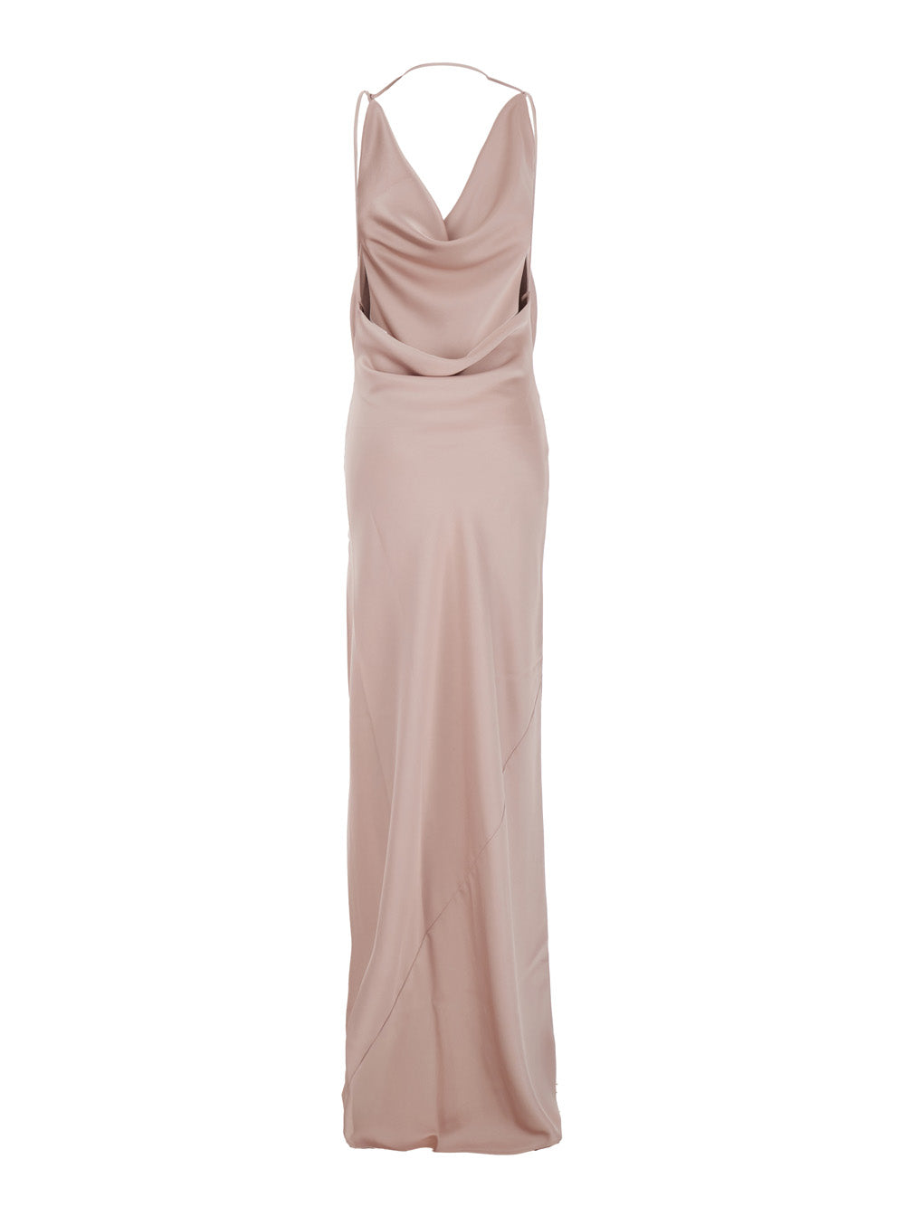 The Andamane Women Long Dress 'Vera' With Draped Neckline And Front Vent In Pink Fabric For Women