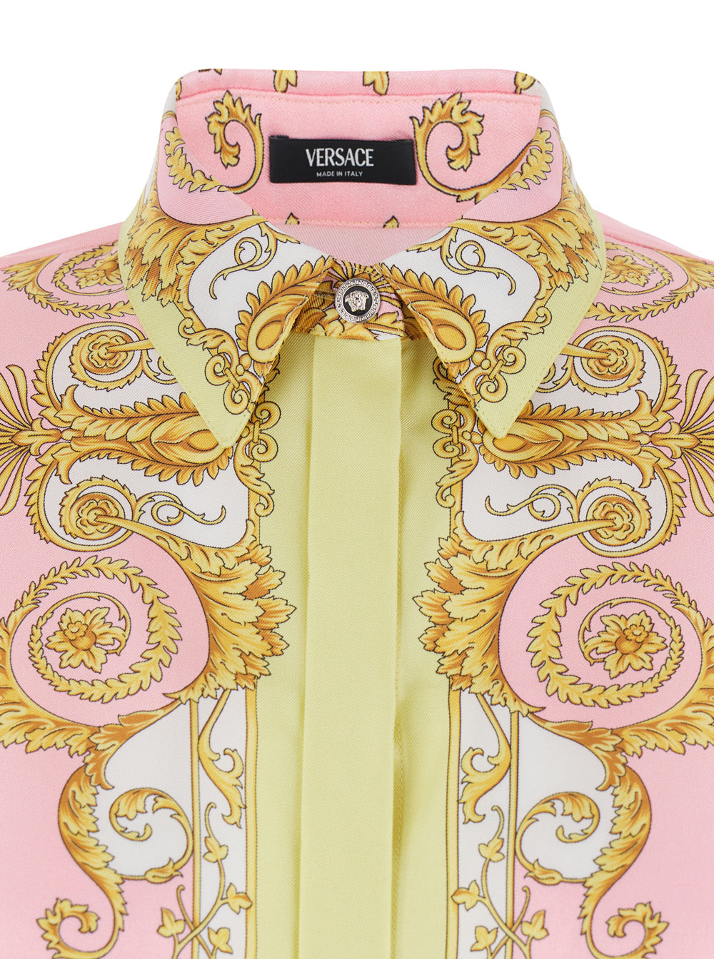 Versace Women Shirt With Pointed Collar And All-Over Baroque Print In Multicolor Silk For Women