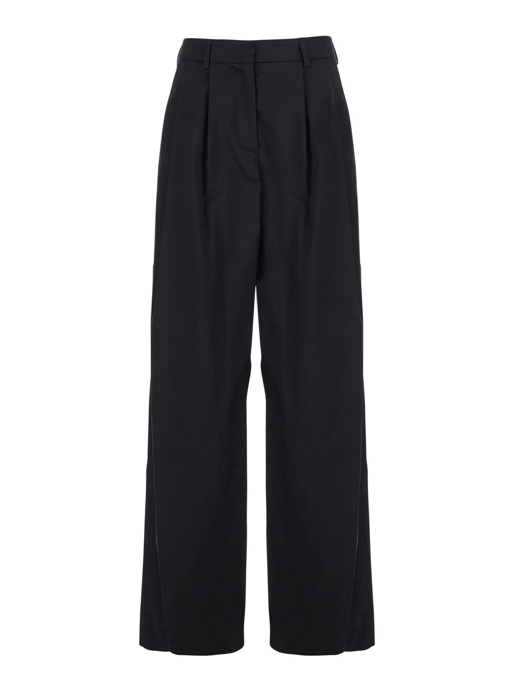 Leplain Women Black Stretch Cotton Blend Trousers For Women
