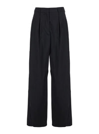 Leplain Women Black Stretch Cotton Blend Trousers For Women