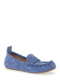 Acne Studios Women Blue Loafers With Almond Toe And Pull-Tab At The Heel In Suede Woman