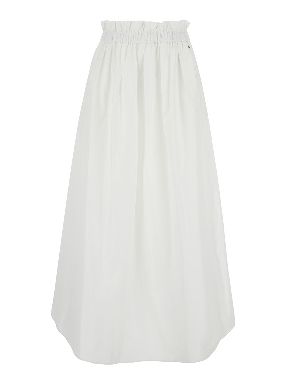 Herno Women White Tech Fabric Skirt With Elastic Waist And Logo Plate For Women