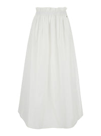 Herno Women White Tech Fabric Skirt With Elastic Waist And Logo Plate For Women