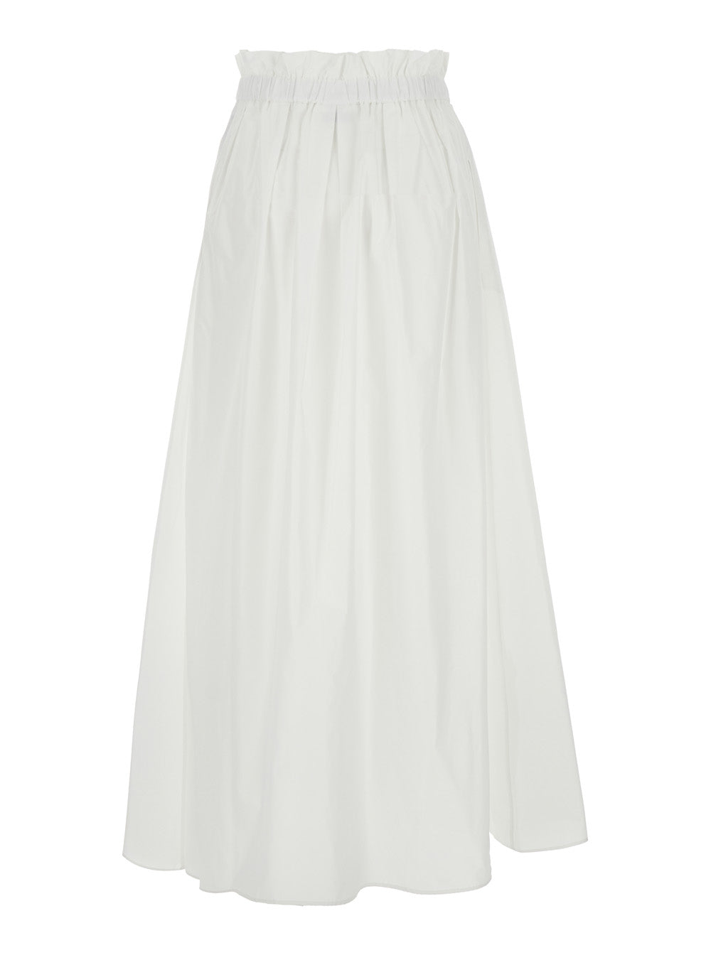 Herno Women White Tech Fabric Skirt With Elastic Waist And Logo Plate For Women