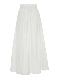Herno Women White Tech Fabric Skirt With Elastic Waist And Logo Plate For Women