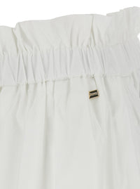 Herno Women White Tech Fabric Skirt With Elastic Waist And Logo Plate For Women