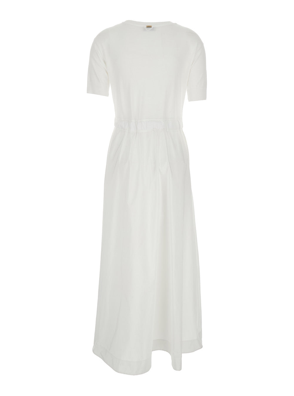 Herno Women Long Dress With Bow On The Front In White Tech Fabric For Women