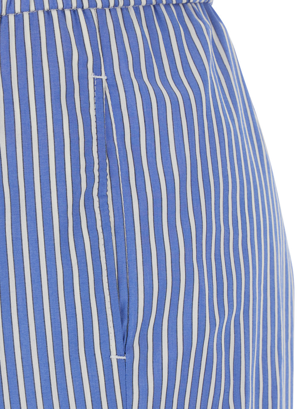 Leplain Women Blue Pants With Wide Leg And All-Over Stripes In Cotton Blend Woman