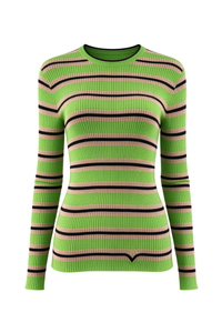 Valentino Classic Stripe Pullover Knit Sweater Verde/beige/nero 4B3Kc54F8Eg_Y5Q
