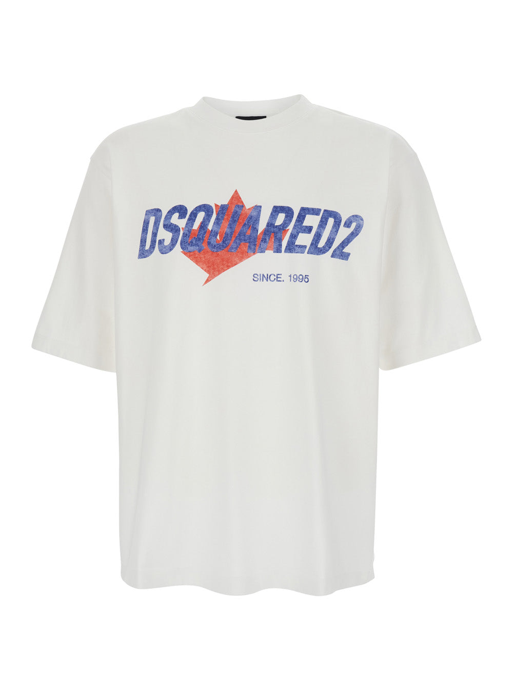 Dsquared2 Men White T-Shirt With Logo Print On The Front In Cotton For Men