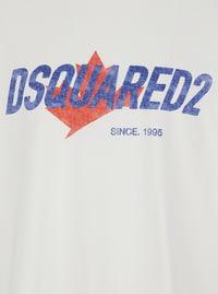 Dsquared2 Men White T-Shirt With Logo Print On The Front In Cotton For Men