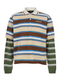 Dsquared2 Men Multicolor Polo Shirt With Logo Lettering On The Front And All-Over Striped Print In Cotton For Men