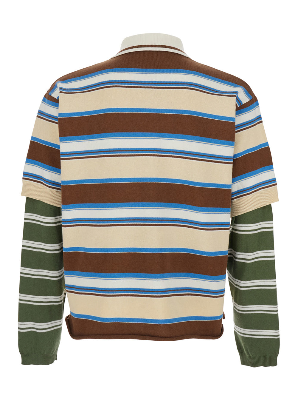 Dsquared2 Men Multicolor Polo Shirt With Logo Lettering On The Front And All-Over Striped Print In Cotton For Men