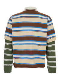 Dsquared2 Men Multicolor Polo Shirt With Logo Lettering On The Front And All-Over Striped Print In Cotton For Men