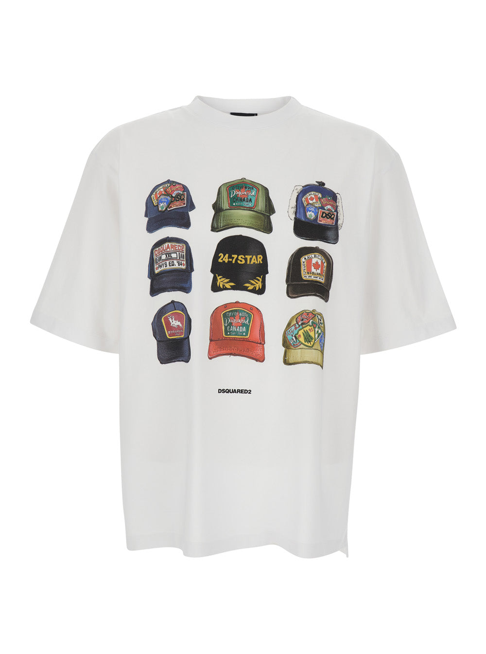 Dsquared2 Men White T-Shirt With Front Print And Logo Detail On The Back In Cotton For Men
