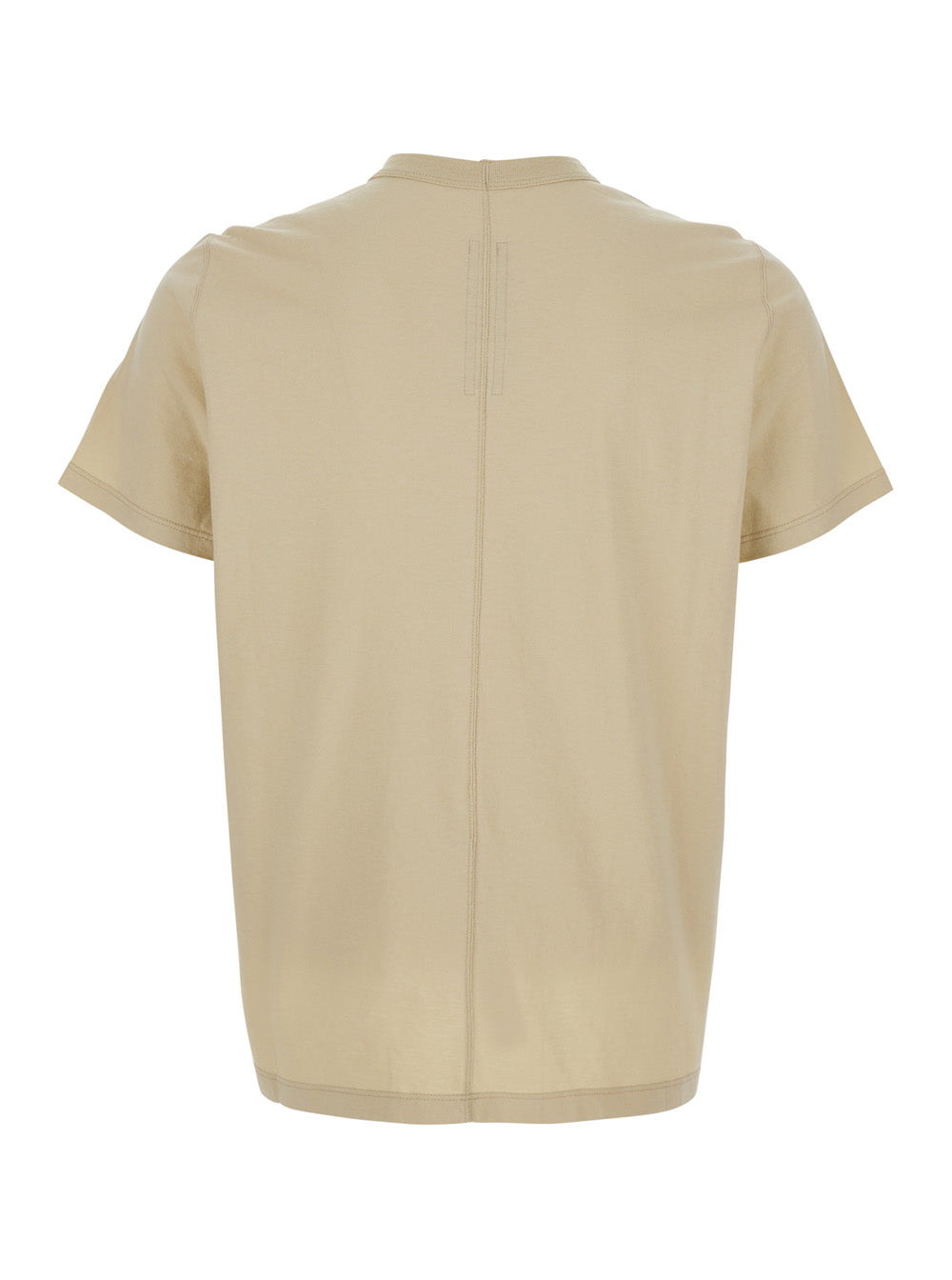 Rick Owens Men Crew Neck T-Shirt With Tone-On-Tone Stitching In Beige Cotton For Men