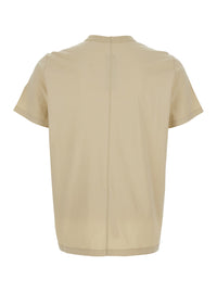 Rick Owens Men Crew Neck T-Shirt With Tone-On-Tone Stitching In Beige Cotton For Men