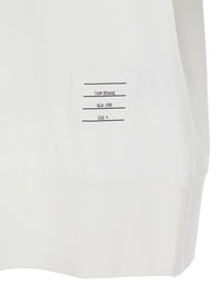 Thom Browne Men White T-Shirt With Classic Collar And 4-Bar Detail On Sleeve In Cotton For Men