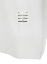 Thom Browne Men White Polo With Classic Collar And 4-Bar Detail On Sleeve In Cotton For Men