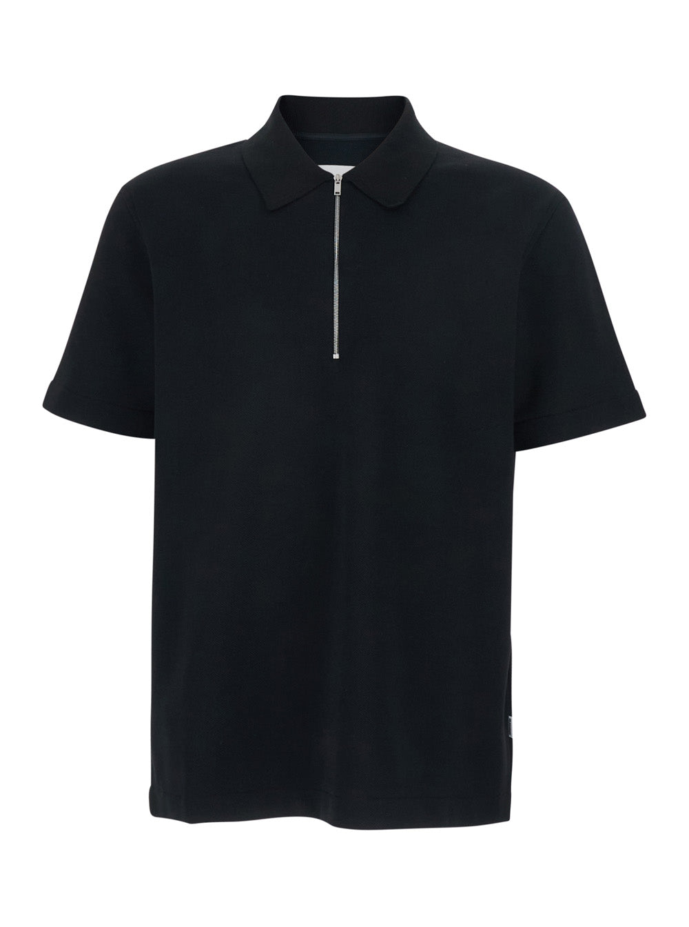 Jil Sander Men Black Polo Shirt With Front Zip Closure And Classic Collar In Cotton For Men