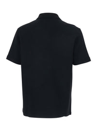 Jil Sander Men Black Polo Shirt With Front Zip Closure And Classic Collar In Cotton For Men