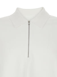 Jil Sander Men White Polo With Classic Collar And Front Zip Closure In Cotton For Men