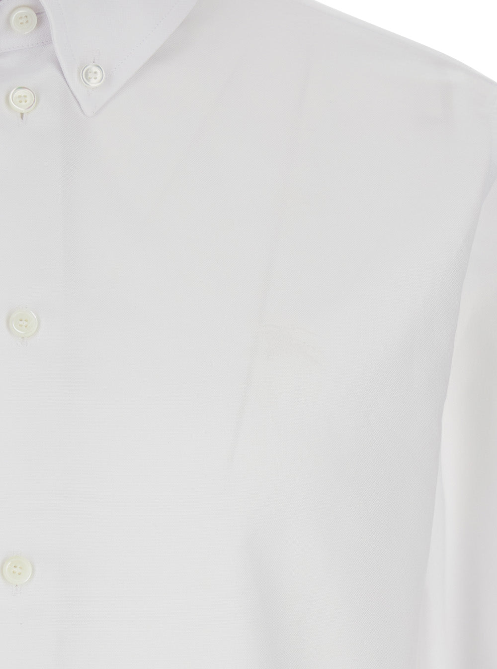 Burberry Men White Shirt With Button Down Collar In Cotton Man