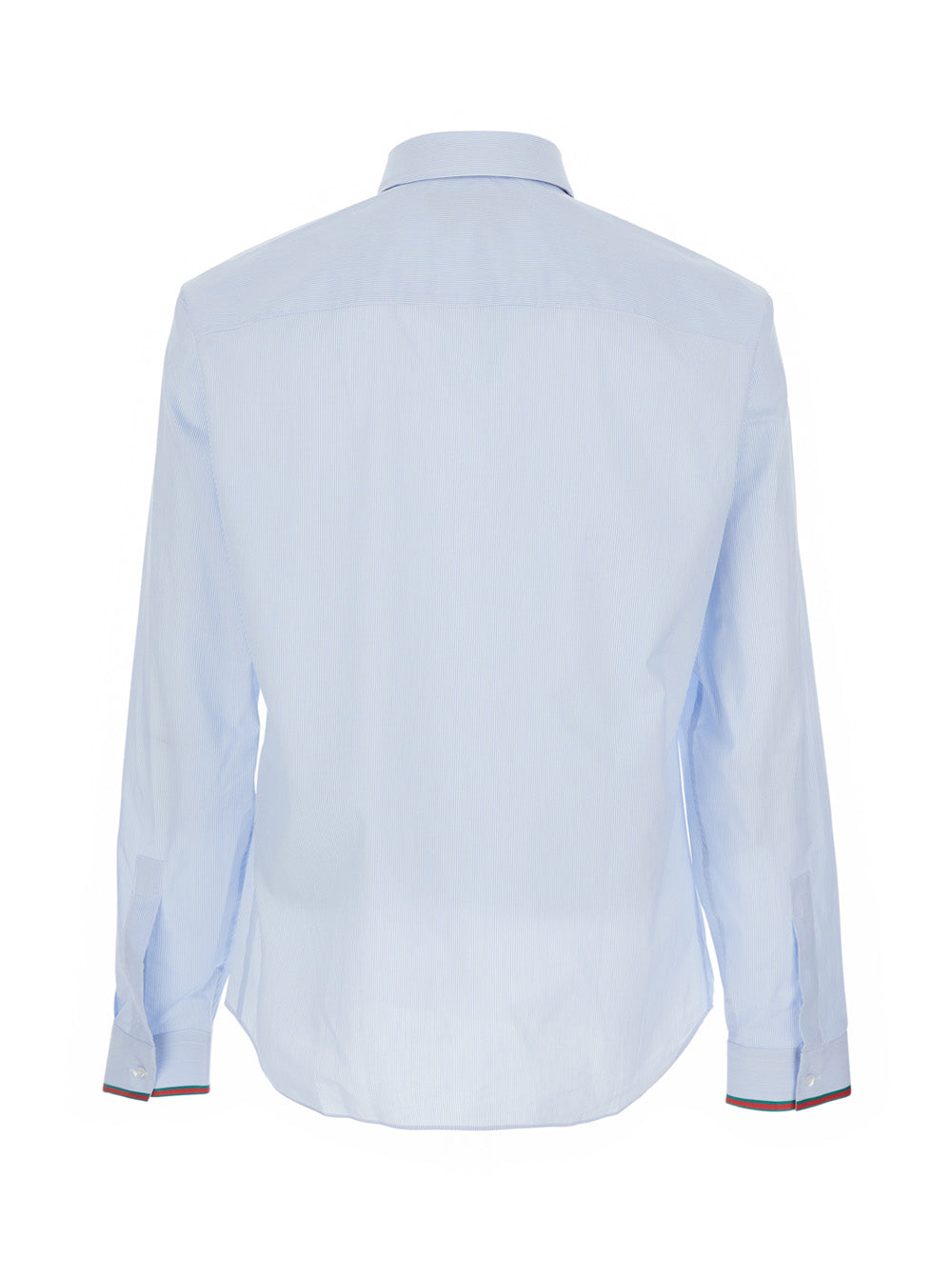 GUCCI Gucci Men Light Blue Shirt With Classic Collar And Web Cuffs For Men