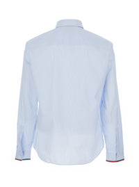 GUCCI Gucci Men Light Blue Shirt With Classic Collar And Web Cuffs For Men