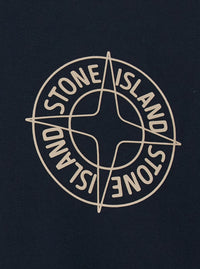 Stone Island Men Black Crewneck Sweatshirt With Logo Detail On The Front And Maxi Logo On The Rear In Cotton Man