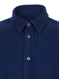 Tom Ford Men Blue Shirt With Classic Collar And Denim Effect In Cotton Man