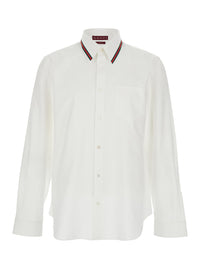 Gucci Men White Shirt With Web Collar In Cotton For Men