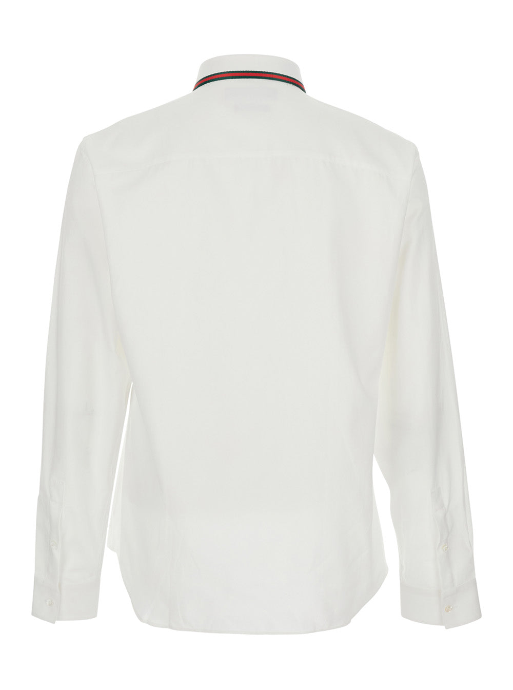 Gucci Men White Shirt With Web Collar In Cotton For Men