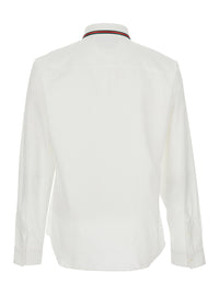 Gucci Men White Shirt With Web Collar In Cotton For Men