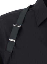 Alexander Mcqueen Men Black 'Harness' Shirt With Classic Collar And Strap Detail On Sleeve In Cotton For Men