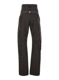 Rick Owens Men Bolan Banana Pants With Zip Details In Brown Stretch Cotton For Men