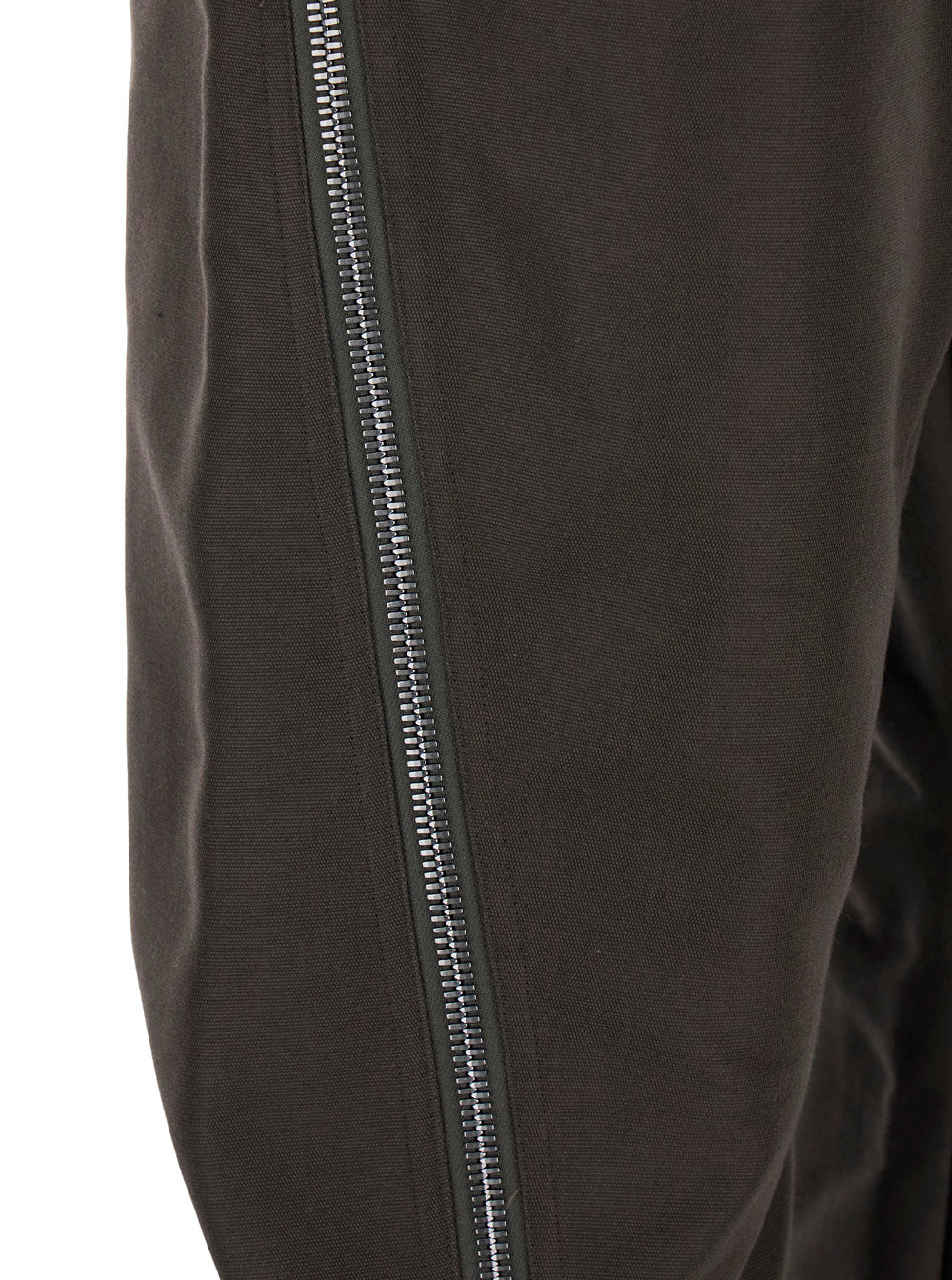 Rick Owens Men Bolan Banana Pants With Zip Details In Brown Stretch Cotton For Men