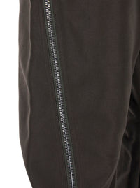 Rick Owens Men Bolan Banana Pants With Zip Details In Brown Stretch Cotton For Men