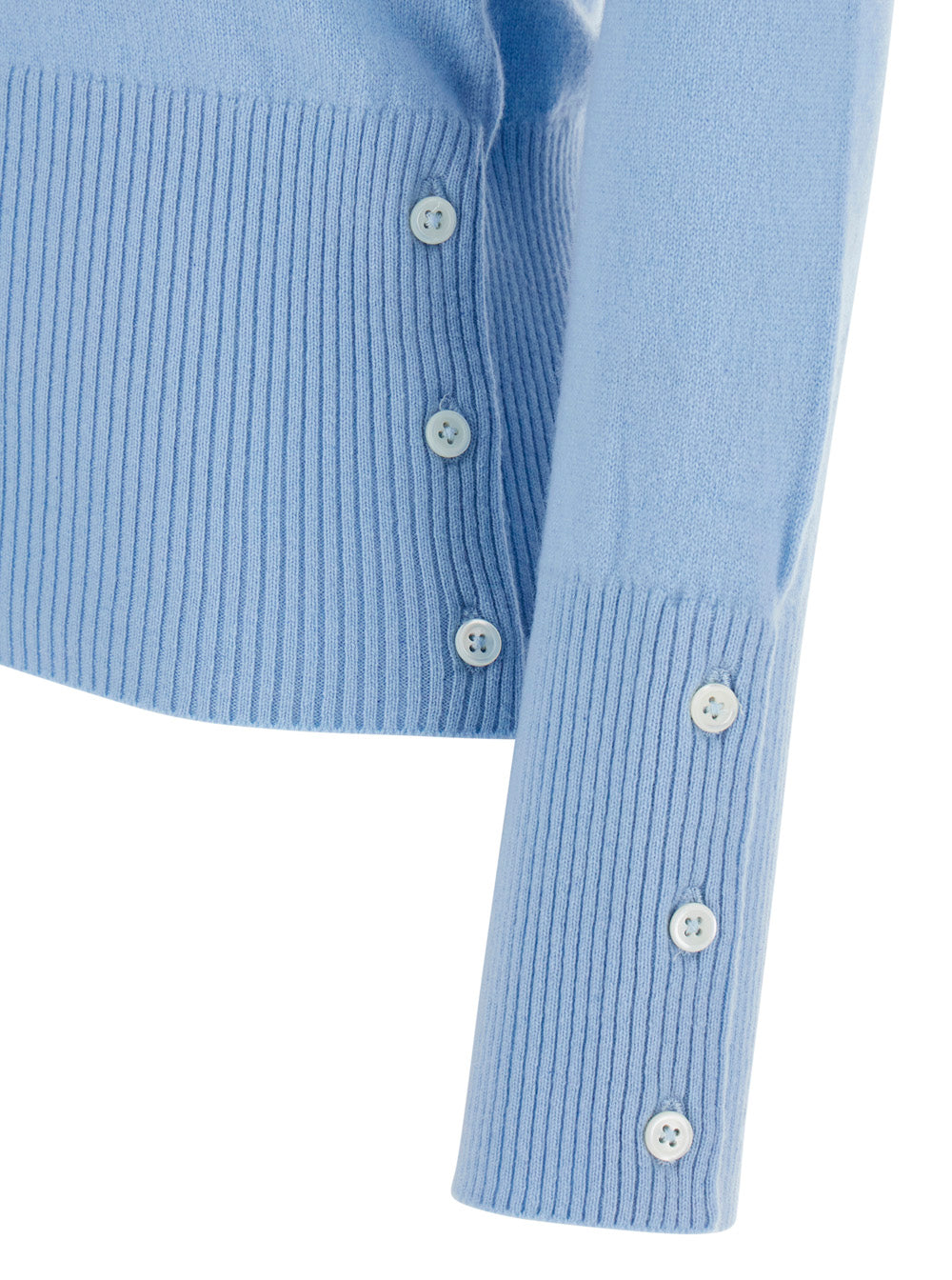 Thom Browne Women Light Blue Cardigan With V-Neck And 4Bar Logo On Sleeve In Cashmere For Women