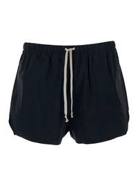 Rick Owens Men One-Piece Swimsuit With Elastic Waist And Drawstring In Black Tech Fabric For Men