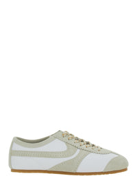 Dries Van Noten Women White Low Top Sneakers With Embossed Logo On The Tongue In Leather And Suede Woman