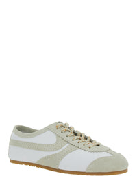 Dries Van Noten Women White Low Top Sneakers With Embossed Logo On The Tongue In Leather And Suede Woman