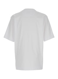 Fendi Men White Crew Neck T-Shirt With Ff Plate On The Front In Cotton For Men