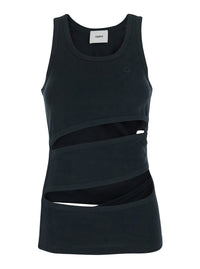 Coperni Women Sleeveless Top With Spiral Cut-Out Design And Logo Embroidery On The Front In Black Cotton For Women