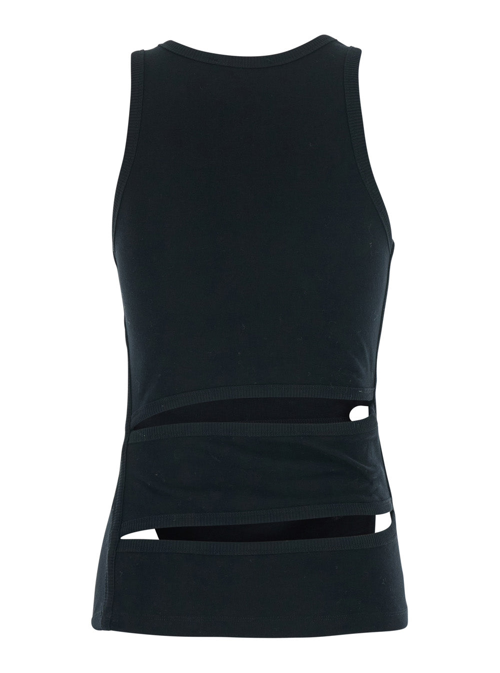 Coperni Women Sleeveless Top With Spiral Cut-Out Design And Logo Embroidery On The Front In Black Cotton For Women