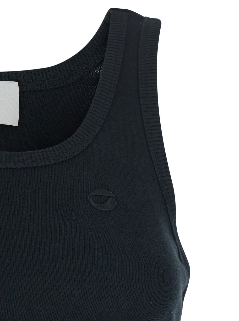 Coperni Women Sleeveless Top With Spiral Cut-Out Design And Logo Embroidery On The Front In Black Cotton For Women