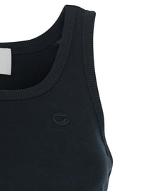 Coperni Women Sleeveless Top With Spiral Cut-Out Design And Logo Embroidery On The Front In Black Cotton For Women