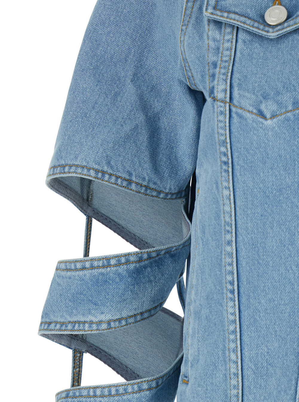 Coperni Women Light Blue Jacket With Classic Collar And Spiral Cut-Out Sleeves In Denim Woman