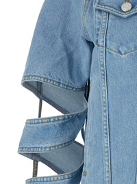 Coperni Women Light Blue Jacket With Classic Collar And Spiral Cut-Out Sleeves In Denim Woman