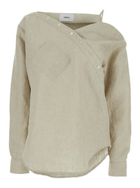 Coperni Women 'Heart' Beige Shirt With Asymmetrical Buttoning And Chest Pocket In Cotton Woman